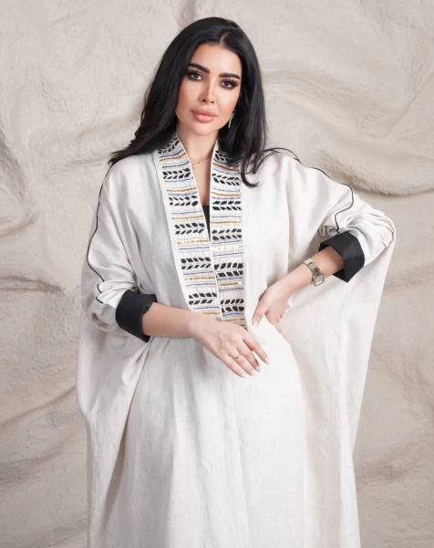 Linen Abaya in White IB154 White